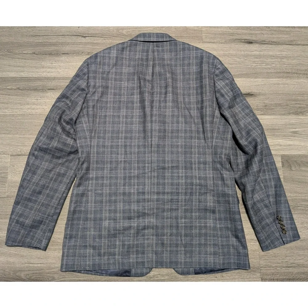 Lauren Ralph‎ Lauren Men's Blue Tartan Plaid Wool Silk Linen Blazer Size 42L